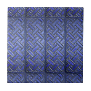 Wooden Weave Pattern Blue Tile