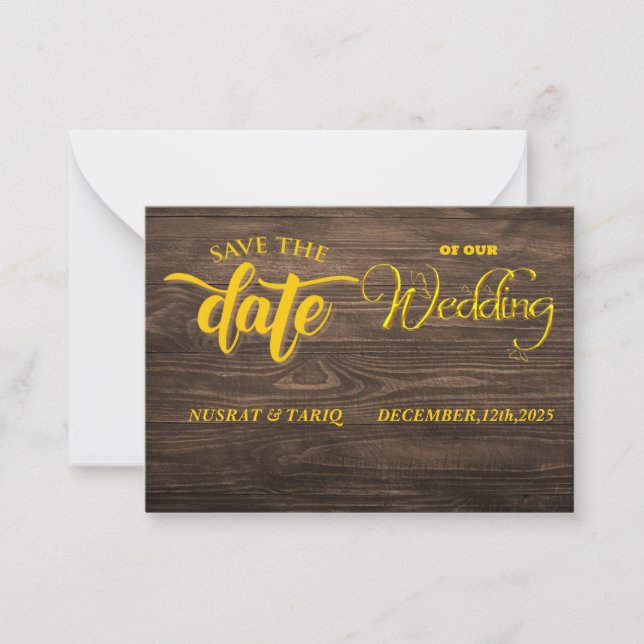 Wooden Wedding: A Save the Date Announcement (Front)