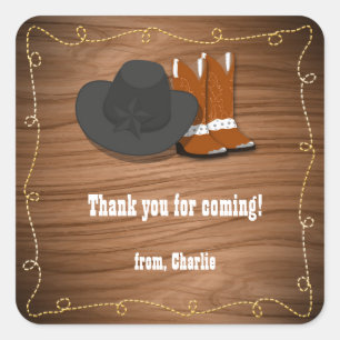 Wooden Western Cowboy Party Sticker Favour Label