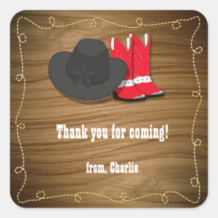 Wooden Western Cowboy Party Sticker Favour Label