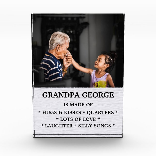 Wooden "What Grandpa is Made Of"   Photo Block (Front)
