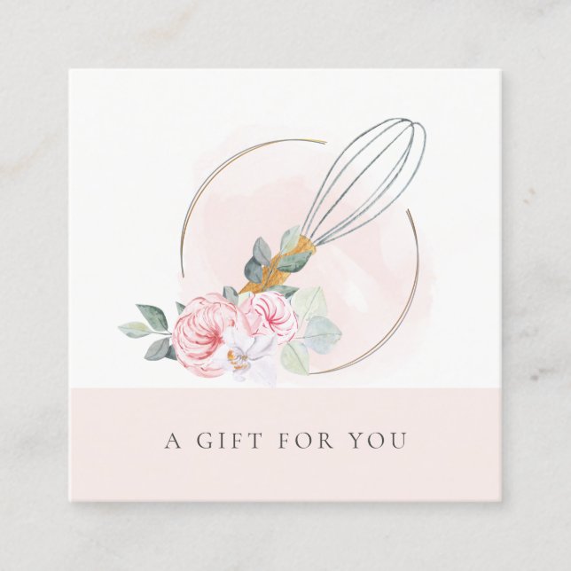 Wooden Whisk Blush Pink Floral Gift Certificate (Front)