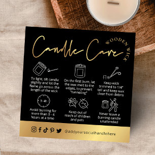 Wooden Wick Candle Black & Gold Logo Safety Card