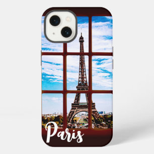 Wooden window with view on Eiffel tower, Paris iPhone 13 Case