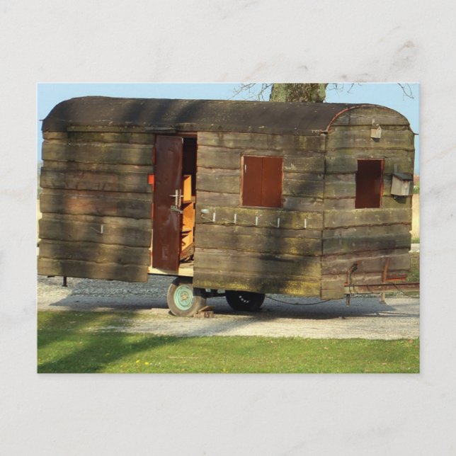 Wooden WOOD Carvan Trailer Postcards (Front)