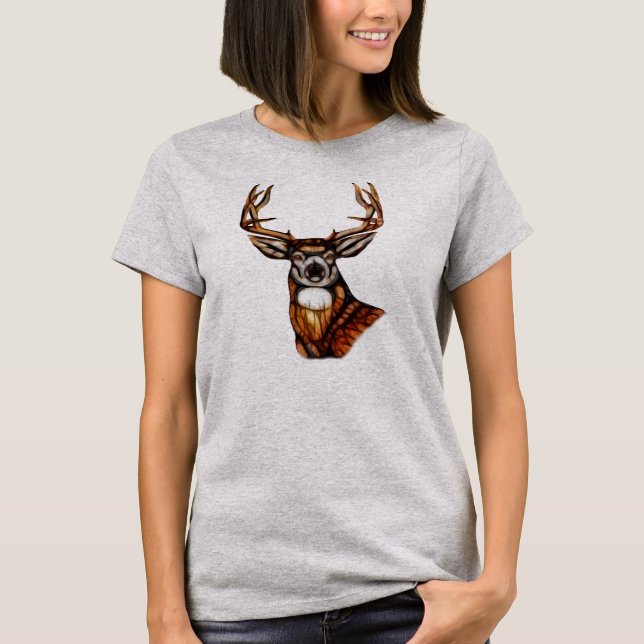 Wooden Wood Deer Rustic Country Unisex T-Shirt (Front)