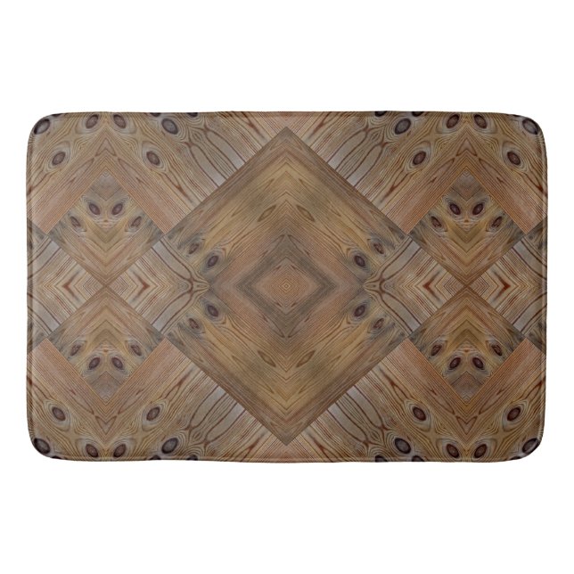 Wooden wood texture natural background brown tree bath mat (Front)