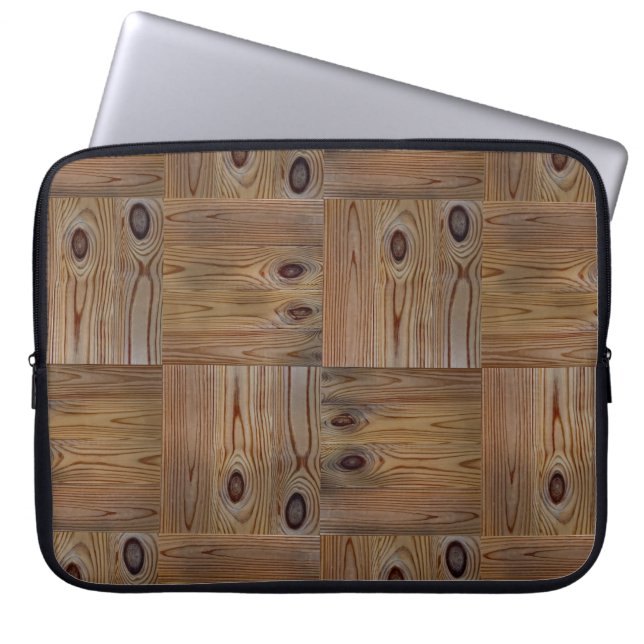 Wooden wood texture natural background brown tree laptop sleeve (Front)
