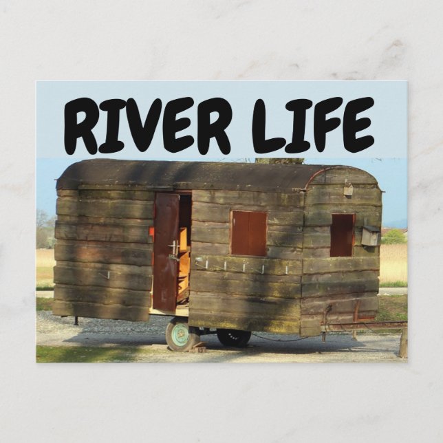 Wooden WOOD Trailer RIVER LIFE FUNNY Postcards (Front)
