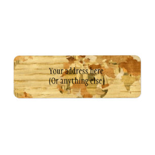 Wooden World Map 2 Return Address Label