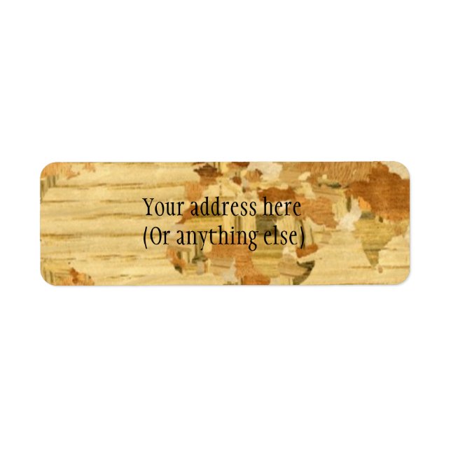 Wooden World Map 2 Return Address Label (Front)