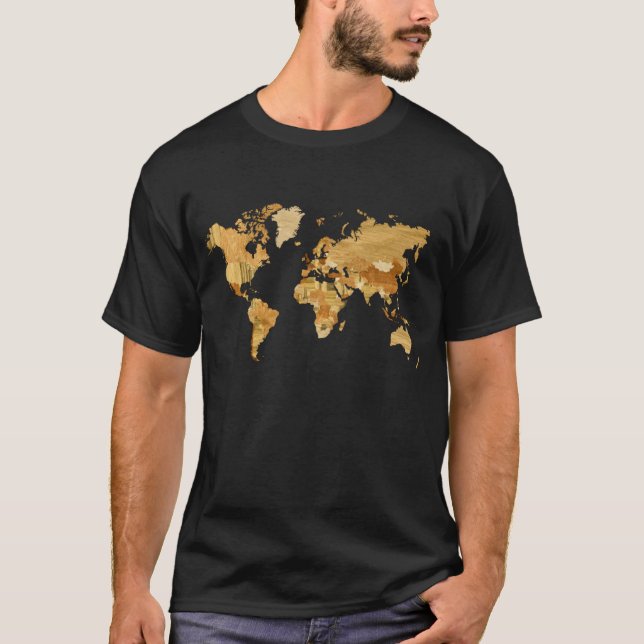 Wooden World Map 2 T-Shirt (Front)