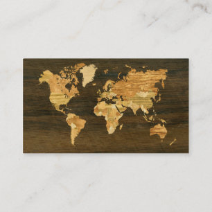 Wooden World Map Business Card