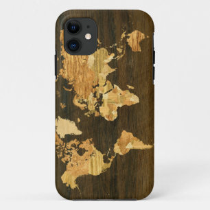 Wooden World Map iPhone 11 Case