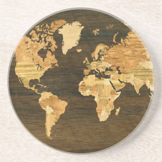 Wooden World Map Coaster (Front)