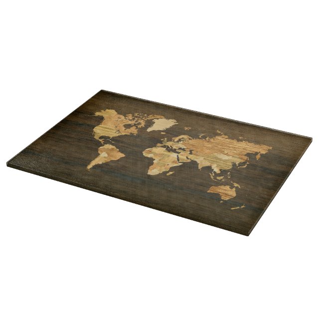 Wooden World Map Cutting Board (Corner)