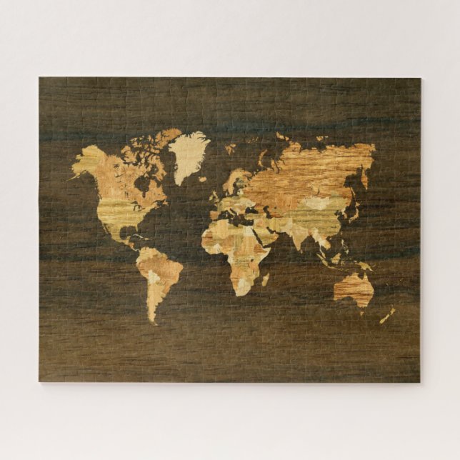 Wooden World Map Jigsaw Puzzle (Horizontal)
