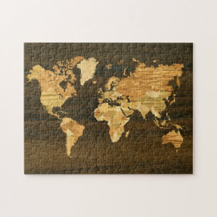 Wooden World Map Jigsaw Puzzle