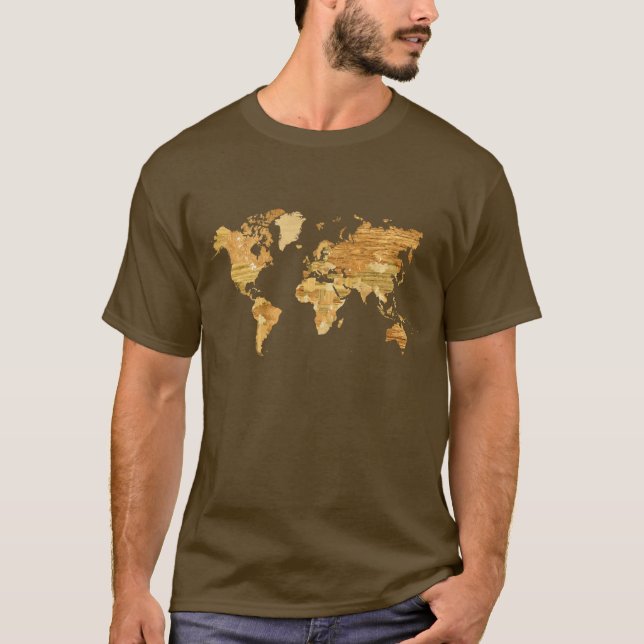 Wooden World Map T-Shirt (Front)