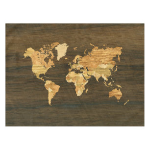 Wooden World Map Tablecloth