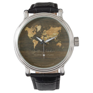 Wooden World Map Watch