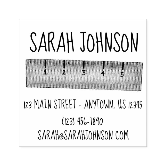 Wooden Yardstick Measuring Stick School Teacher Rubber Stamp (Imprint)