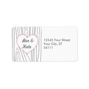 Woodgrain Address Labels - Pink and Grey