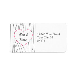 Woodgrain Address Labels - Pink and Grey