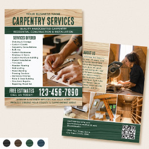 Woodgrain Carpenter Construction Handyman Green Flyer