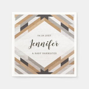 Woodgrain Collage Neutral Custom Party Napkin