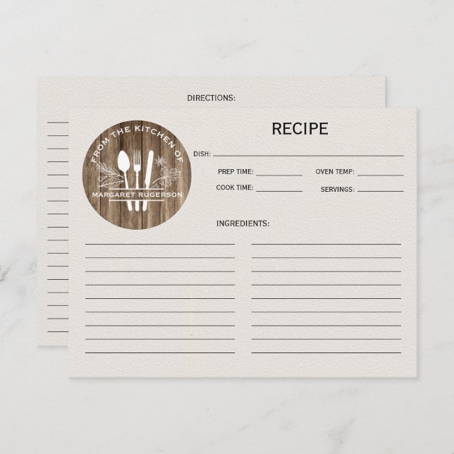 Woodgrain From the Kitchen of Monogram Recipe (Front/Back)