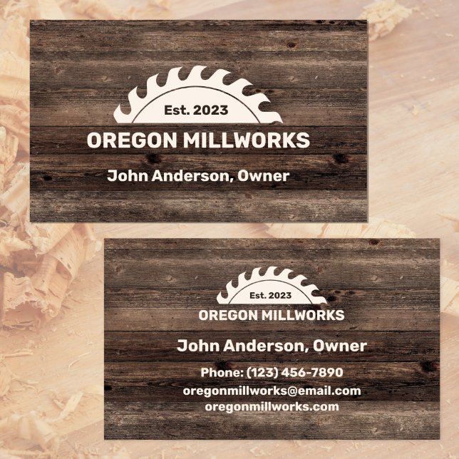 Woodgrain Lumber Sawmill Business Cards (Creator Uploaded)