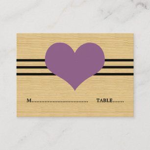 Woodgrain Mod Heart Place Card, Purple Card
