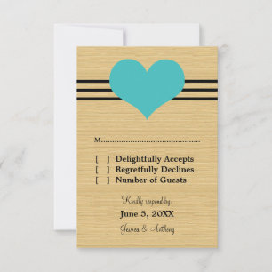 Woodgrain Mod Heart Response Card, Aqua