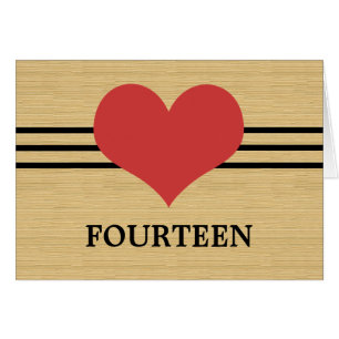 Woodgrain Mod Heart Table Number Card, Red