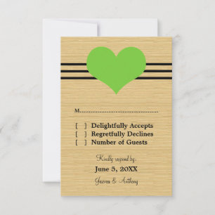 Woodgrain Mod Heart Wedding Response Card, Green