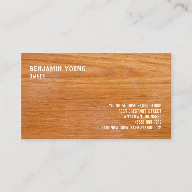 Woodgrain Oak Style Seven Line Custom  Business Card (Front)