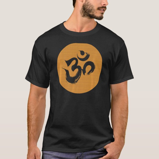 Woodgrain Om Hindu Symbol   T-Shirt (Front)