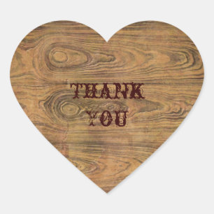 Woodgrain Rustic Country cowboyWedding Heart Sticker