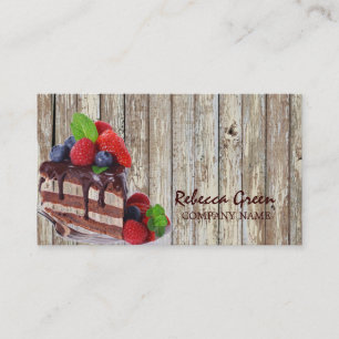 woodgrain rustic dessert chocolate cake bakery business card