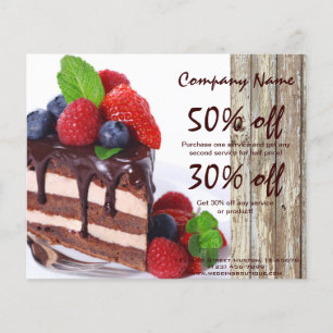 woodgrain rustic dessert chocolate cake bakery flyer