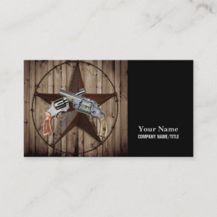 Woodgrain texas star cowboy western country pistol business card