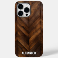 Woodgrain Varnished Wood Herringbone Custom Name