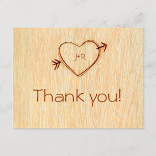Woodgrain with Heart Thank you Note Card