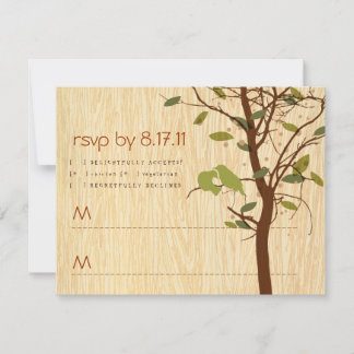 Woodgrain with Love Birds RSVP Card