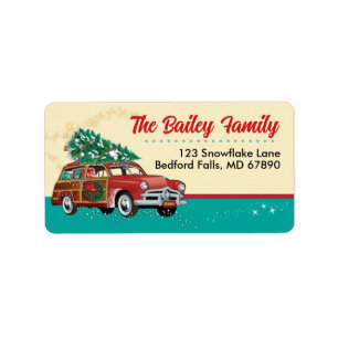 Woodie Station Wagon Christmas Card Address Labels
