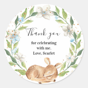 Woodlan Baby Deer Baby Shower I Birthday Classic Round Sticker