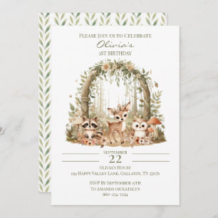 Woodland - 1st Birthday Invitation