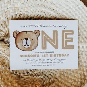 Woodland 1st Birthday Invitation   Bear Invitation