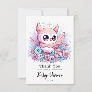 Woodland Adorable Owl Baby Shower  Thank You Card